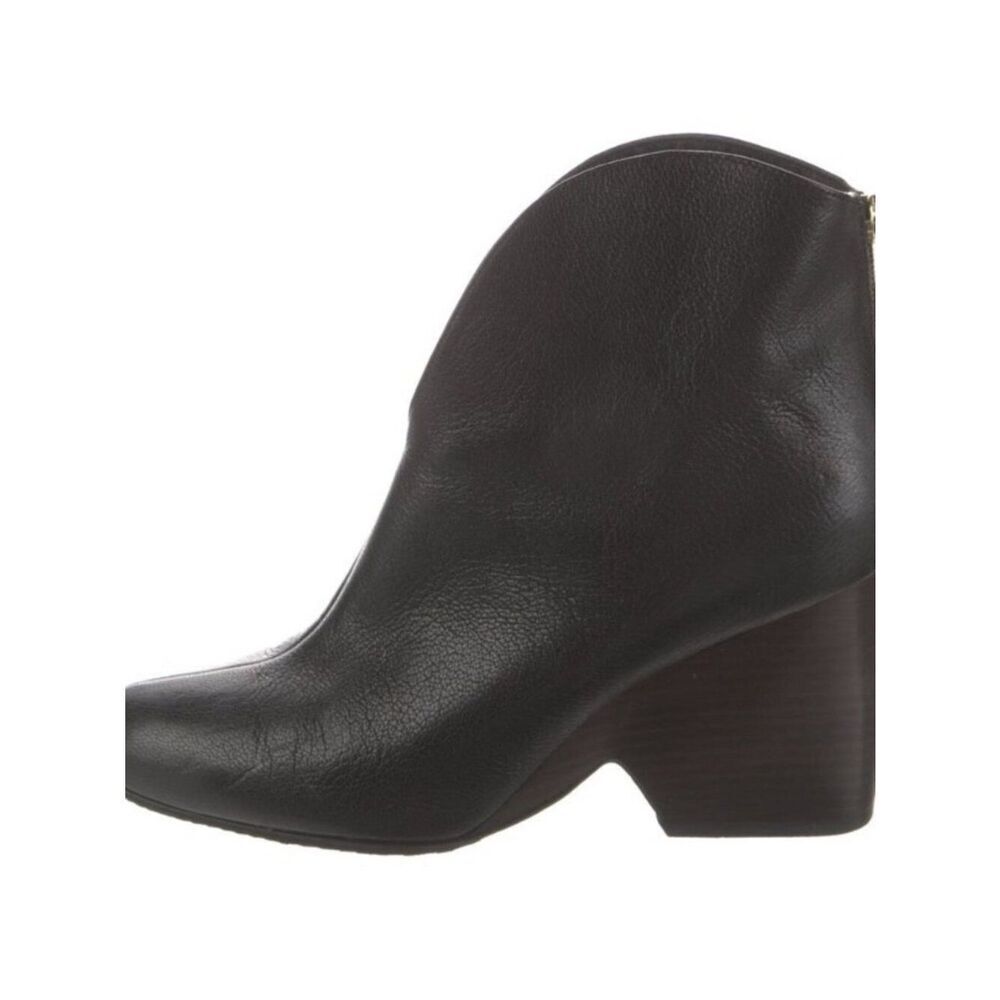 diane von furstenberg Authentic Black Leather Block Heel Ankle Boots Booties 8